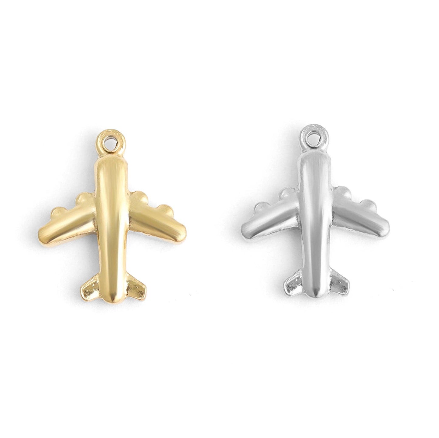 18K Gold PVD Stainless Steel Airplane Charm