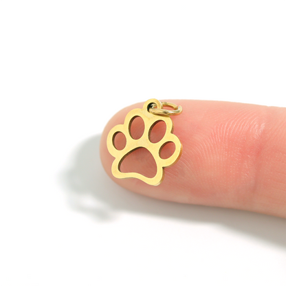 18K Gold PVD Stainless Steel Paw Print Charm