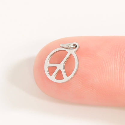 18K Gold Stainless Steel Peace Sign Charm