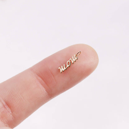 14K Solid Gold Mom Script Charm