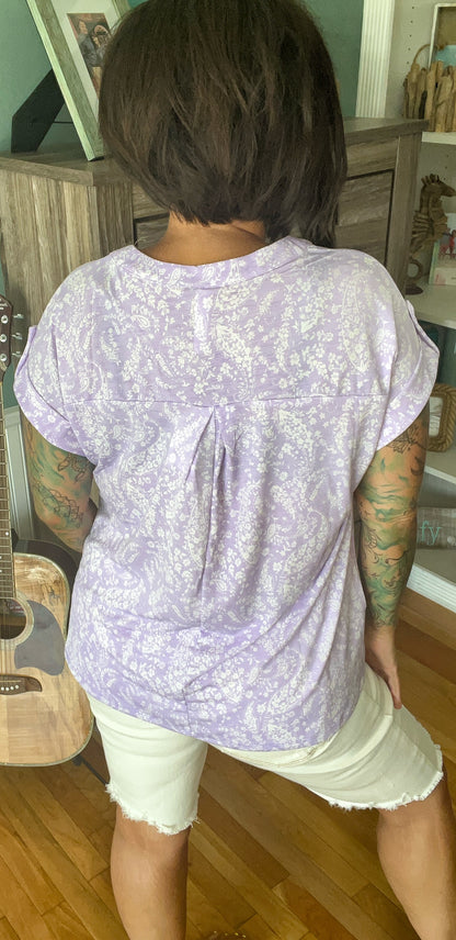 Slinky Lavender And Paisley Top