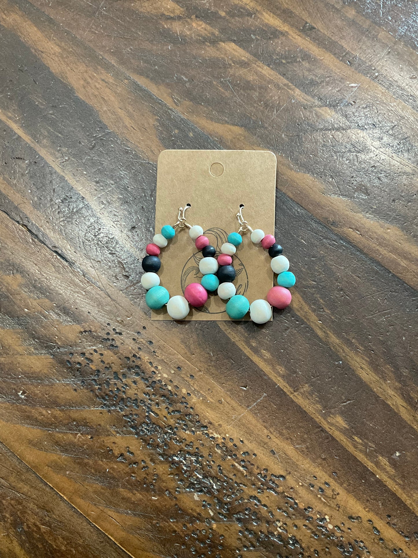 Muted Americana Wooden Bead Hoops