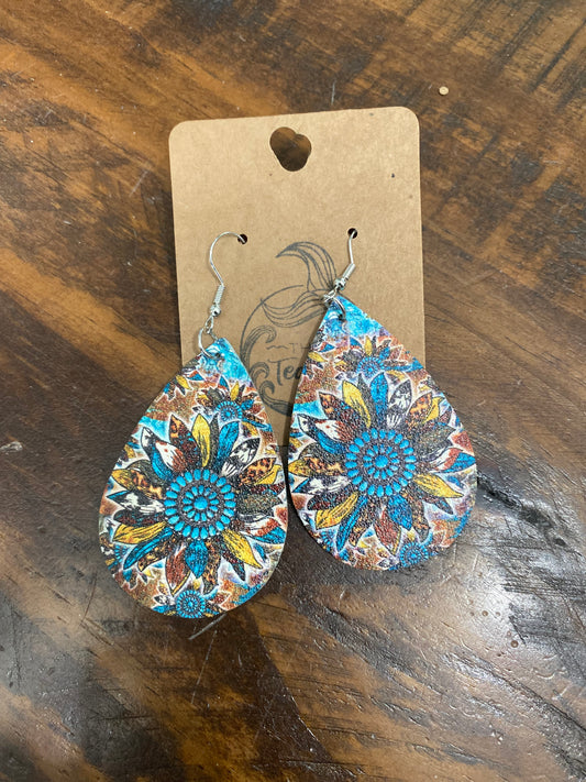Hippie Flower Teardrop Earrings